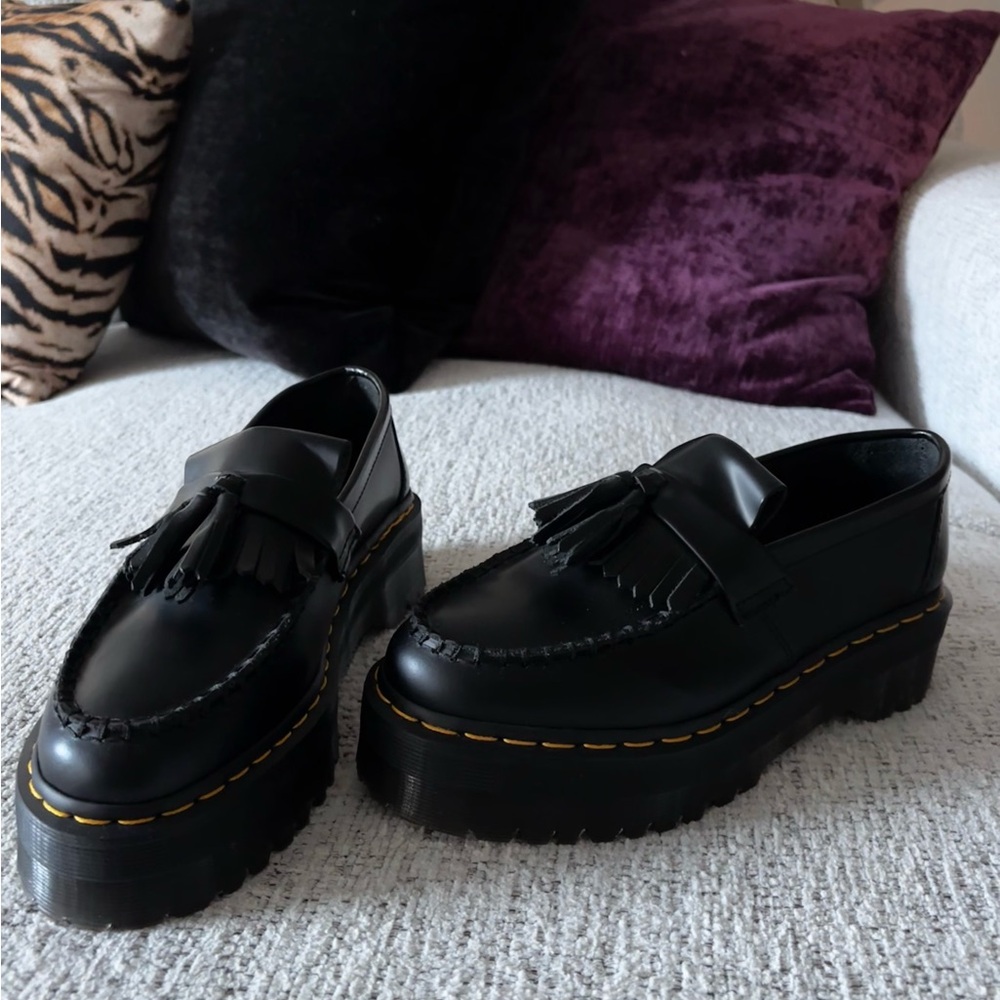 Dr. Martens Black Tassel Platform Loafers